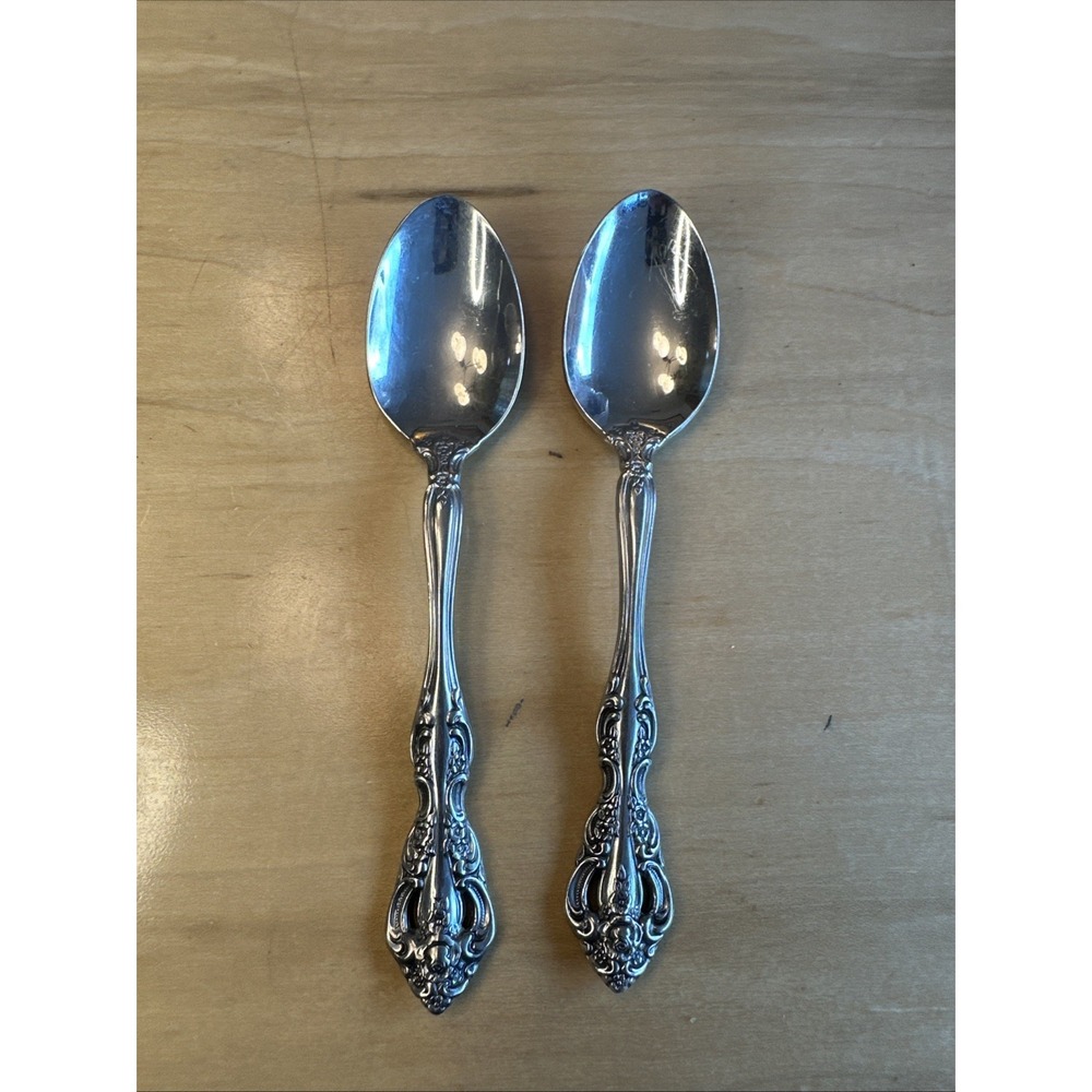 Oneida MICHELANGELO Stainless Teaspoon Heirloom CUBE Glossy Flatware Lot Of 2‎